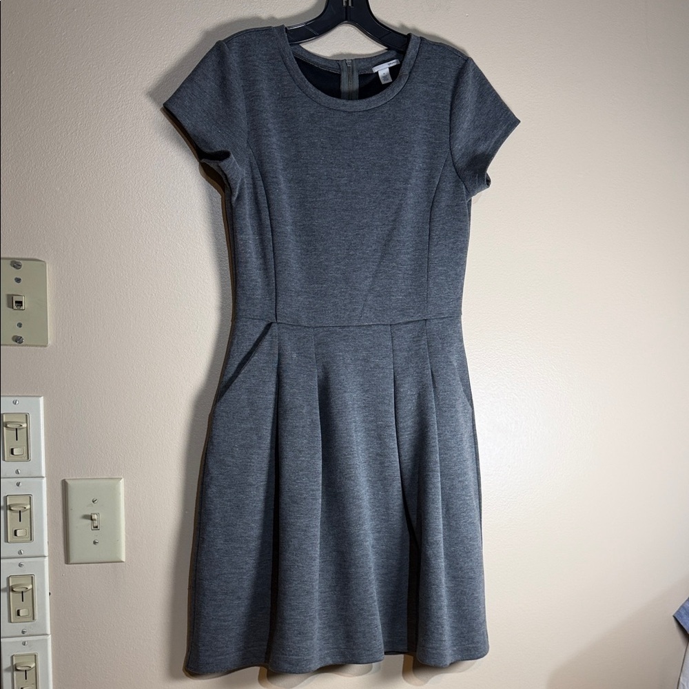 Halogen Gray Short-Sleeve Fit-and-Flare Mini Dress